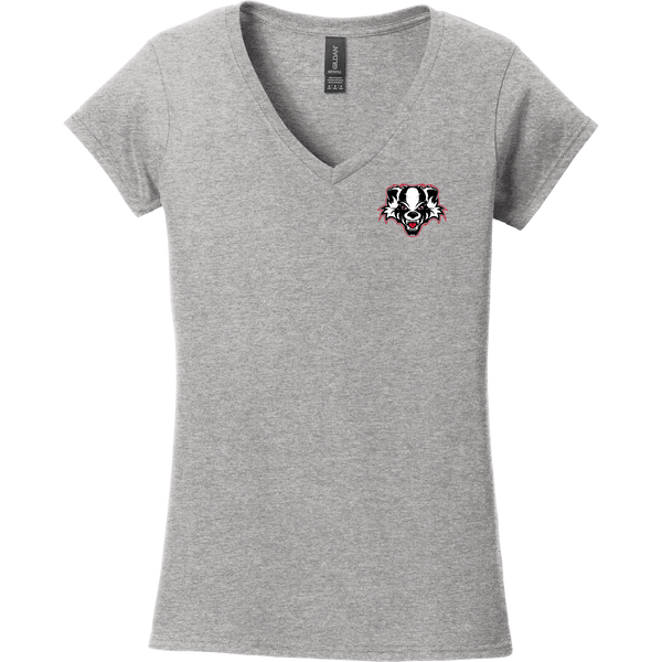 Scary Badgers Softstyle Ladies Fit V-Neck T-Shirt